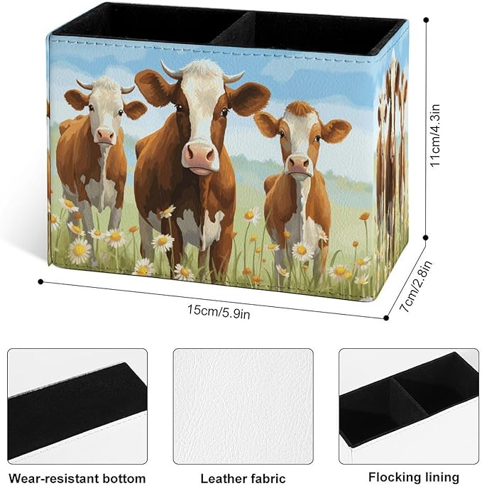 Famame Three Cows Flowers Field Pencil Holder - Image 3