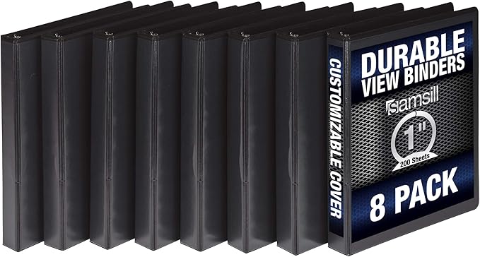Samsill Durable 1 Inch Binder, Made in the USA, Round Ring Customizable Clear by Samsill