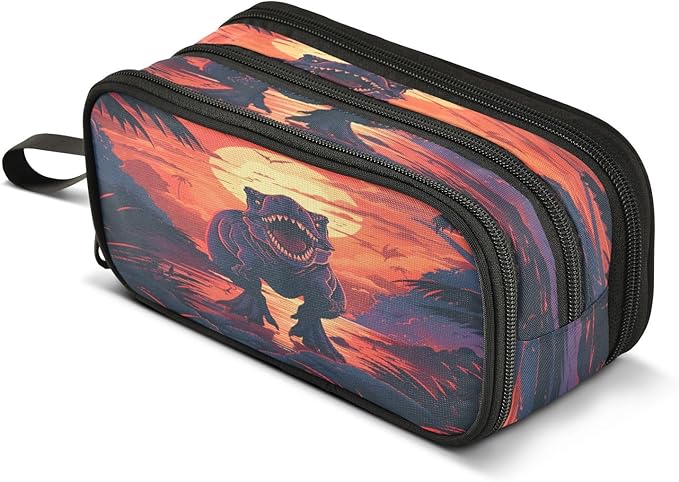 BOENLE Dinosaur Sunset Pencil Case Box Boys Girls Large Pencil Pouch Zipper by BOENLE-WELCOMEYOURCOMING