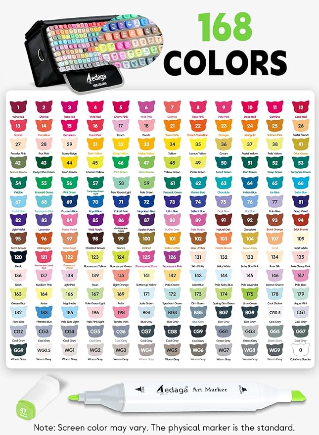 AEDAGA 168 Colors Alcohol Markers - Image 4