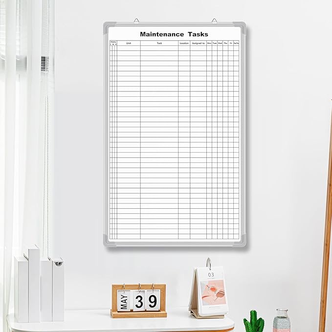 Lined Whiteboard Blank Grid Aluminum Frame Dry Erase Board Reusable Wall - Image 5