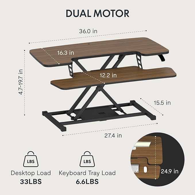 FLEXISPOT Standing Desk Converter 36in Sit to Stand up Riser Height Adjustable - Image 2