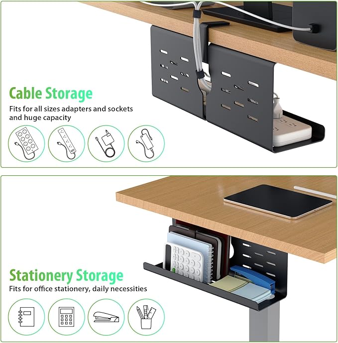 KEEGH 16" Under Desk Cable Management Tray, Desk Cord Organizer Upgrade Capacity - Image 4
