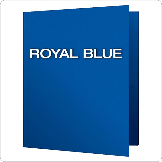 Oxford Twin-Pocket Folders, Textured Paper, Letter Size, Royal Blue, Holds 100 - Image 3