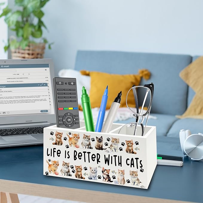QZQE Cat Pen Pencil Holder Organizer - Image 3