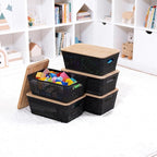 Anywish Storage Bins with Lids 6 Packs, Plastic Storage Bins with Bamboo Lids - Image 9