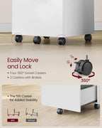 vasagle 2-drawer file cabinet, small rolling filing cabinet showing dimensions