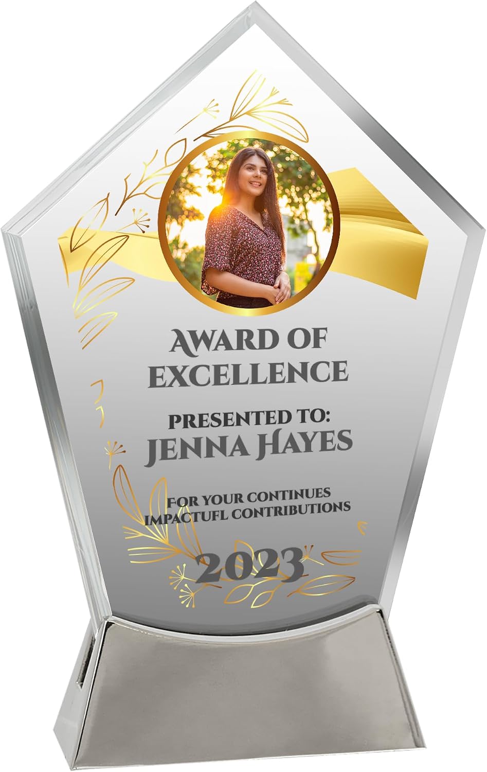 7 1/2" Personalized Glass Plaque for Awards and Trophies Custom Award for Employee of the Month, Retirement, Leadership and Appreciation Gift Awards (D7)