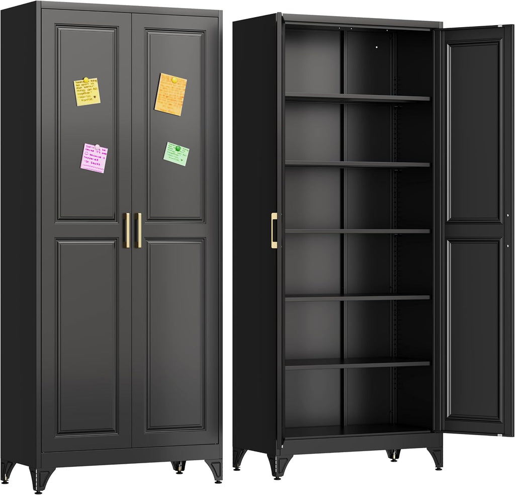 75" metal storage cabinet, garage cabinet with doors, main product view