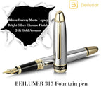 BEILUNER 315 Silver Chrome Fountain Pen, Stunning Luxury Pens - Image 2