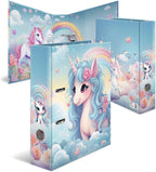 HERMA A4 Lever Arch File Happy Unicorn, 70mm Spine, Heavy Duty Folder with Animal Motif, Glossy Finish & Inner Print, Kids Ring Binder, Archiving Folder & Storage File Organizer