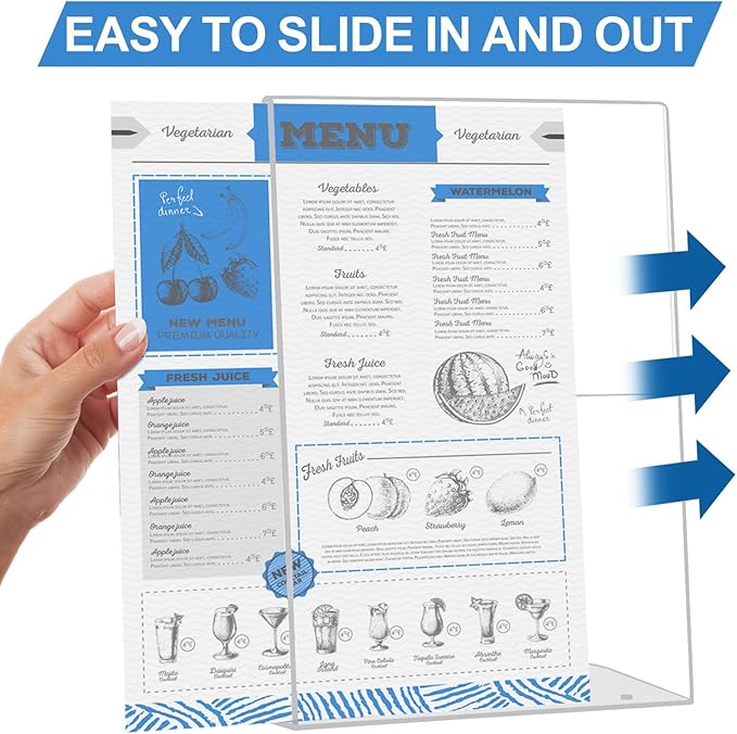 EHWINE 6 Pack 8.5 x 11 Acrylic Sign Holder, Vertical Slanted Back Paper Holder - Image 6