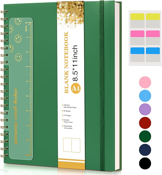 Blank Spiral Notebook Journal 8.5” x 11”, A4 Large Sketch Book by UEBZFOCS