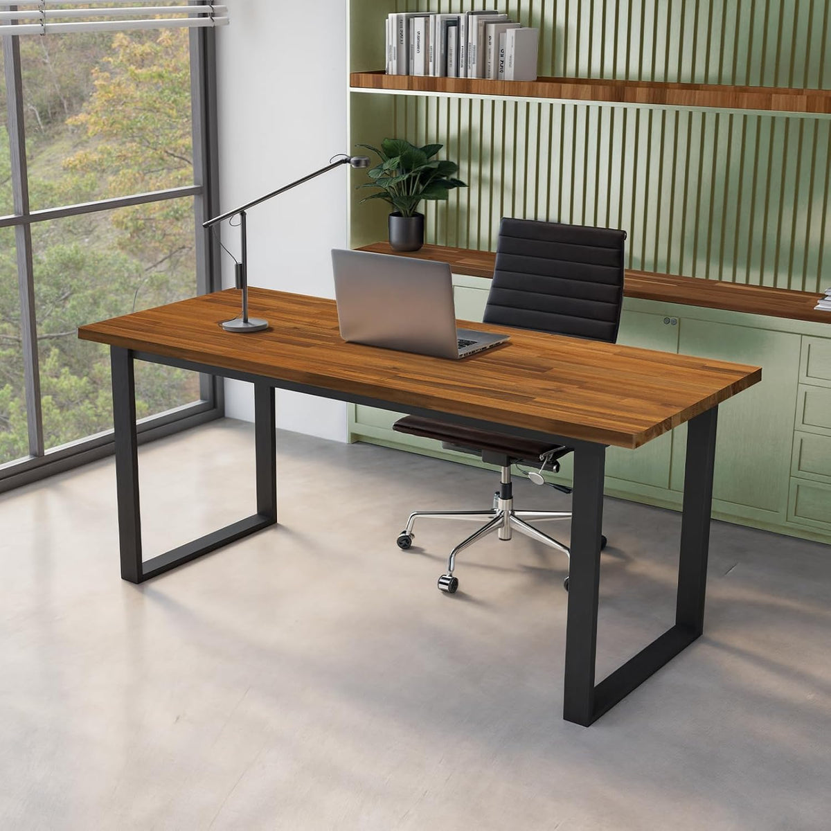 Howizz 48 x 25 in. Solid Wood Table Top, Teak Stained Acacia Desktop for Stan...