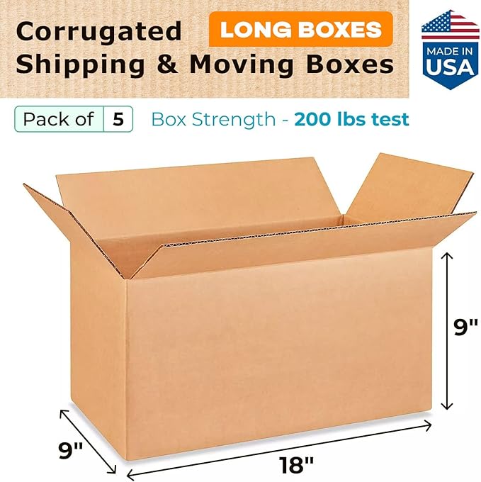 Long Moving & Shipping Boxes 18 x 9 x 9 inches - Image 2