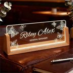 Acrylic Desk Name Plate Personalized, Custom Light Up Office Sign by Semyifu