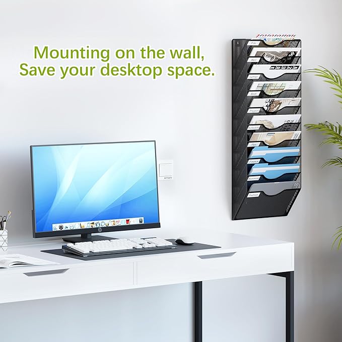 EasyPAG 10 Pocket Mesh Wall File Organizer, Hanging Paper Folder Holder - Image 2