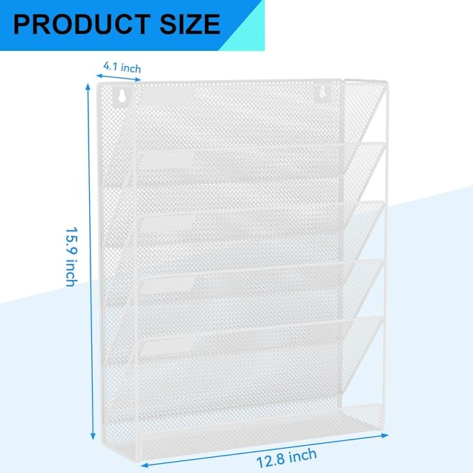 GDINDINFAN Wall File Organizer Holder Mesh Hanging Paper Document Holder - Image 3