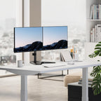 mount-it! dual monitor desk stand mount for 2 showing dimensions