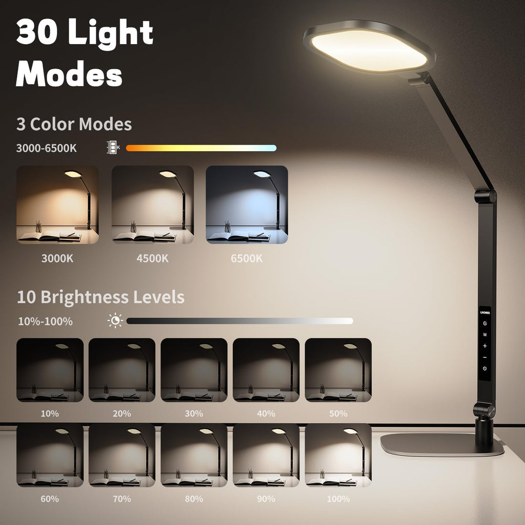 litones led desk lamp for home office, soft, close-up detail
