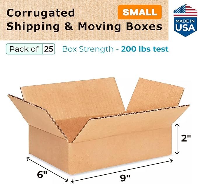 IDL Packaging - B-962-25 Small Corrugated Shipping Boxes 9"L x 6"W x 2"H – - Image 2