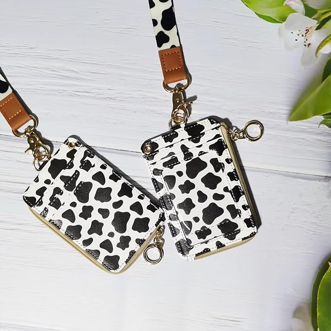 Cow Print Badge Holder, Leather Id Badge Holders - Image 4