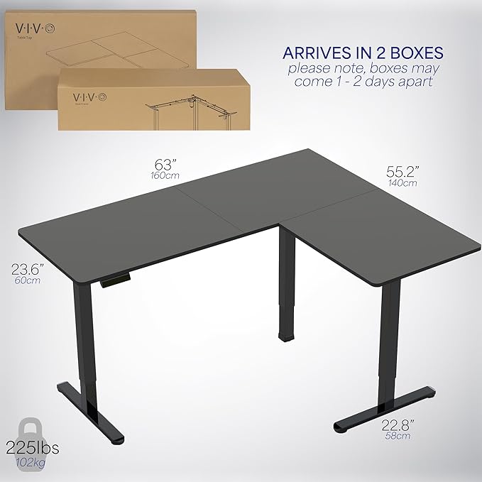 VIVO Electric Corner 63 x 55 inch L-Shaped Standing Desk, Memory Height - Image 6
