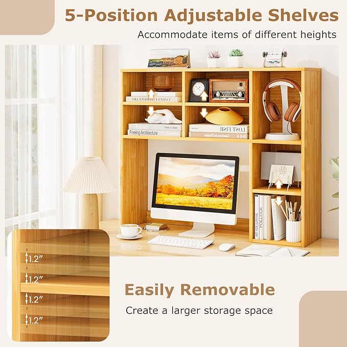 Tangkula Desktop Bookshelf, 3-Tier Desk Display Rack Organizer - Image 7