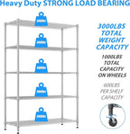 Homdox 5 Tier Storage Racks and Shelving, 3000LBS Commercial Adjustable Wire - Image 4