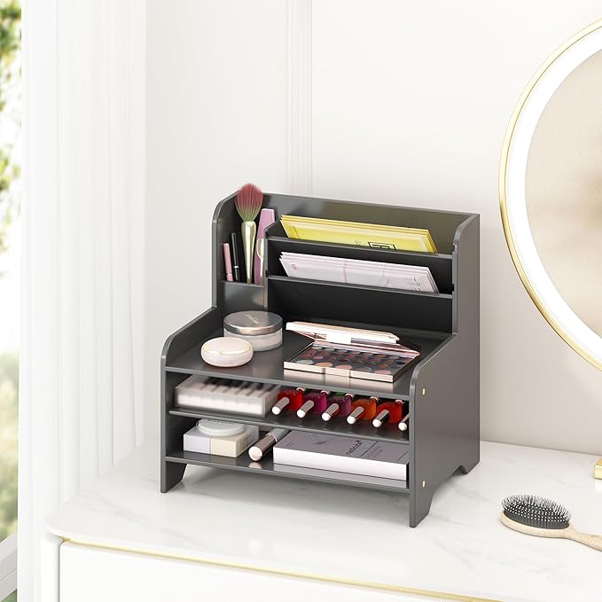 Wisuce Essentials Bamboo Desk Organizer Mail Holder Countertop Letter Tray File - Image 7