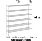 Regal Altair 18" Deep x 72" Wide x 74" Height Wire Shelving Kit | 6-Tier | NSF - Image 3