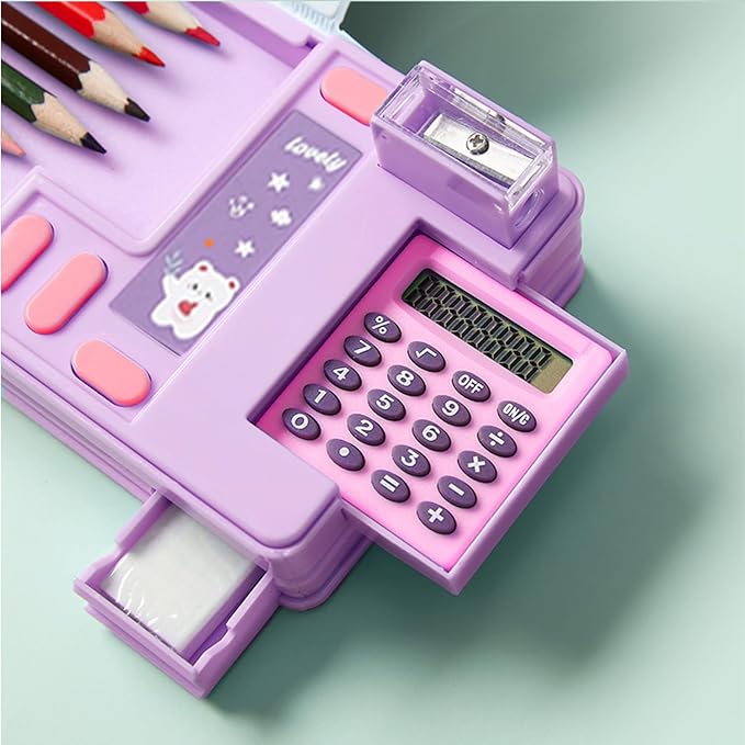 Pop Up Multifunction Pencil Case, Cute Cartoon Pen Box Organizer Stationery - Image 2