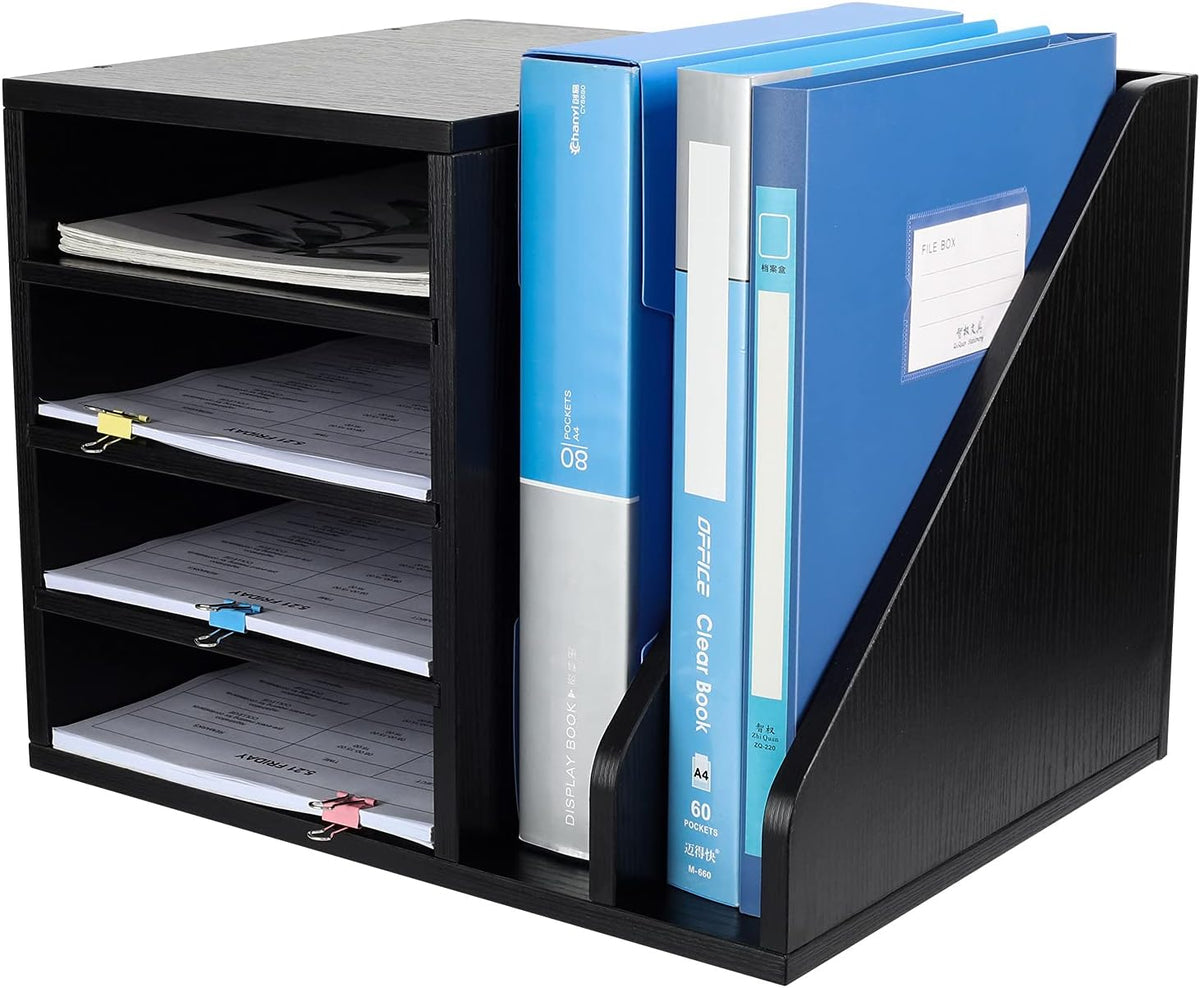 PAG Wood Desktop File Holder Organizer Mail Sorter