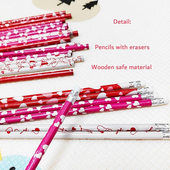 Hdagbnn 72PCS Valentine's Day Pencils, Wooden Heart Pencil - Image 5