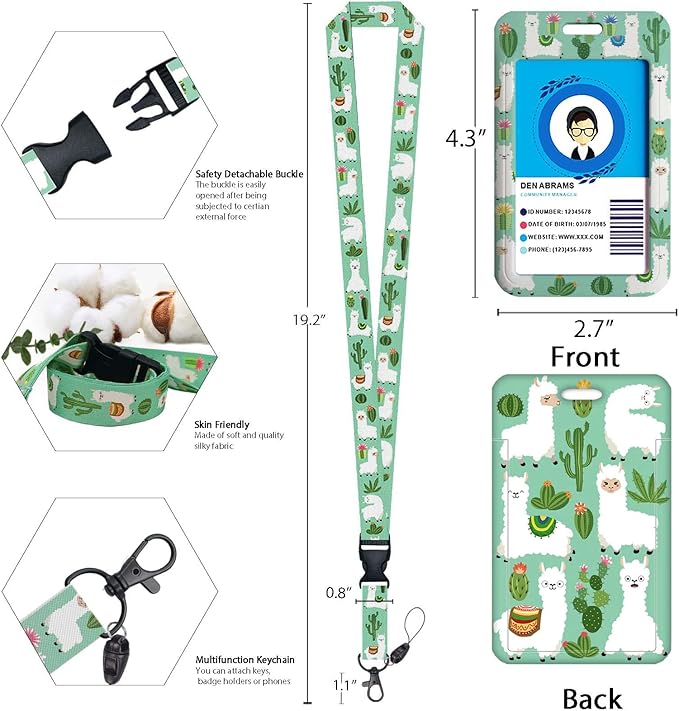 Cute Alpaca&Cactus Lanyards Detachable - Image 4