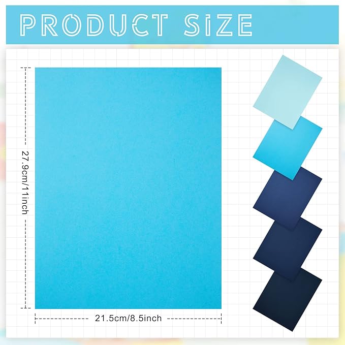 Sinmoe 100 Sheets 5 Shades Cardstock Paper 8.5 x 11 Inches 180gsm Solid Core - Image 2