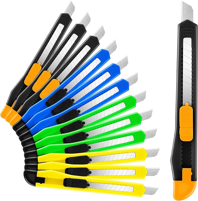 TIFICAL 16 Pack Box Cutter Retractable, 9mm Wide Utility Knife, Box Opener by TIFICAL