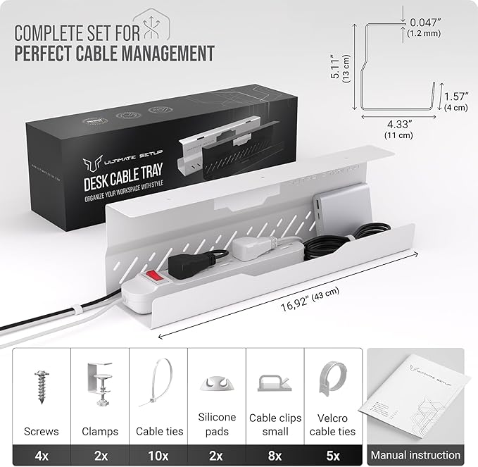 Under Desk Cable Management Tray no Drill – Wire Management - Image 6
