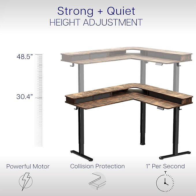 VIVO Electric 2-Tier Corner L-Shaped 63 x 55 inch Standing Desk, Height - Image 3