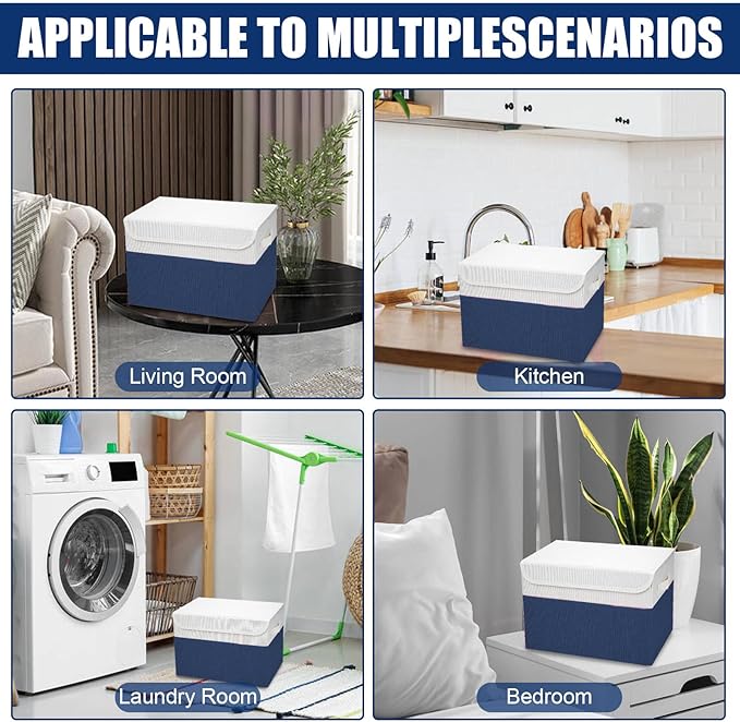 Bagnizer Large 22 Quart Linen Fabric Foldable Storage Bin Cube Organizer Basket - Image 7