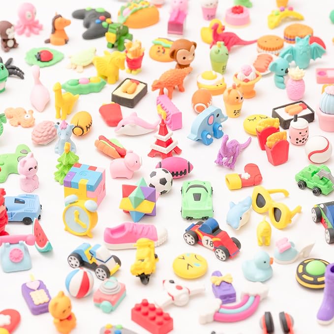 CLOCK KING 182pcs 3D Cute Kids Erasers, Random Desktop Pet Toys Gifts, - Image 4