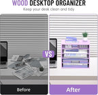 SHARKWOODS 5-Tier Wood Desk Organizer, Paper Tray Organizer - Image 6