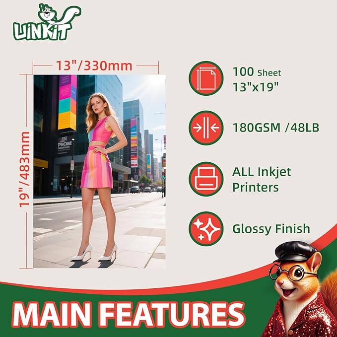 Uinkit Glossy Photo Paper 13x19inches100 Sheets 180Gsm 48lbs Professional - Image 2