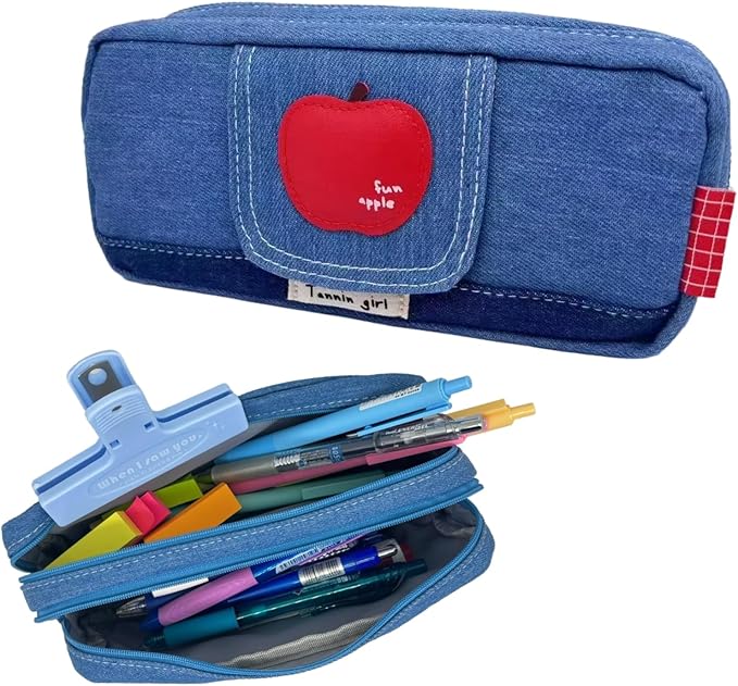 Haumei Canvas Pencil Case Large Capacity, Big Denim Pen Pouch by Unknown