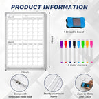 Lincia 24" x 18" Magnetic Vertical 2 Month Dry Erase Calendar - Image 2