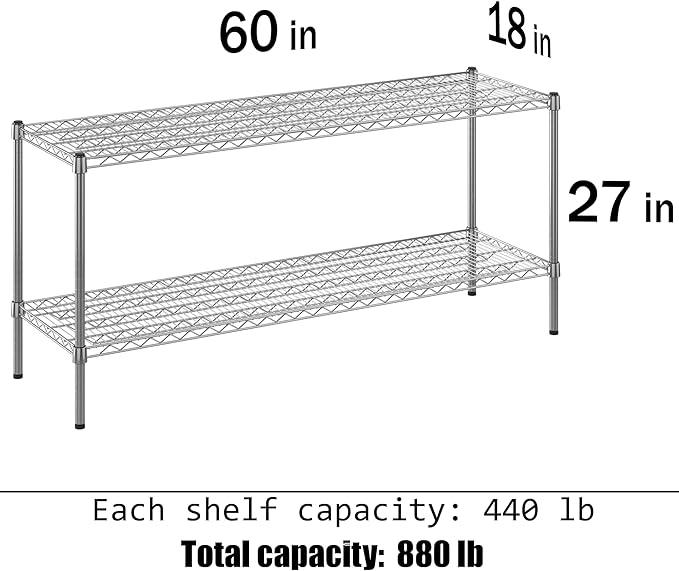 Regal Altair 18" Deep x 60" Wide x 27" Height Wire Shelving Kit | 2-Tier | NSF - Image 3