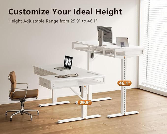 OffiGo L Shaped Electric Standing Desk - Image 5