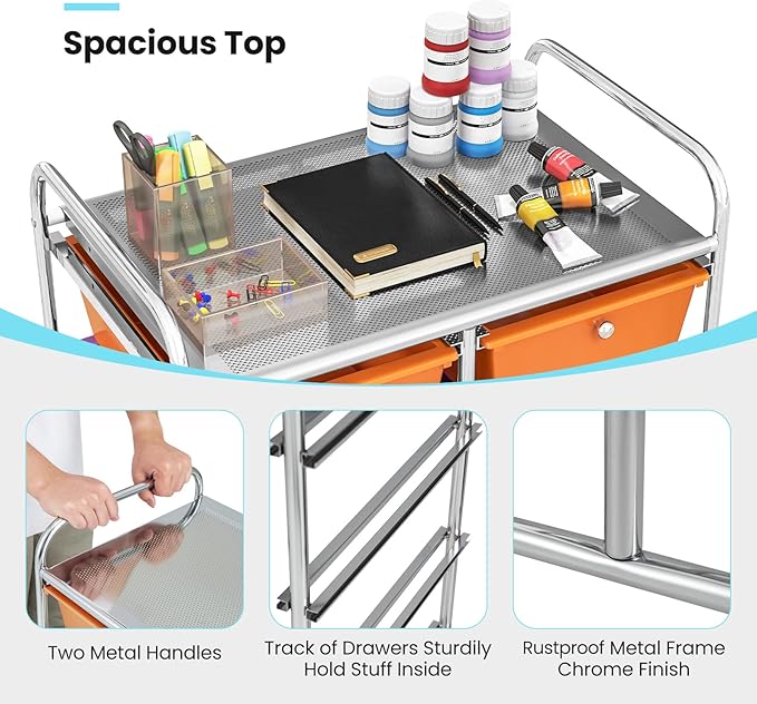 GLACER 10 Drawer Rolling Cart, Storage Cart - Image 5