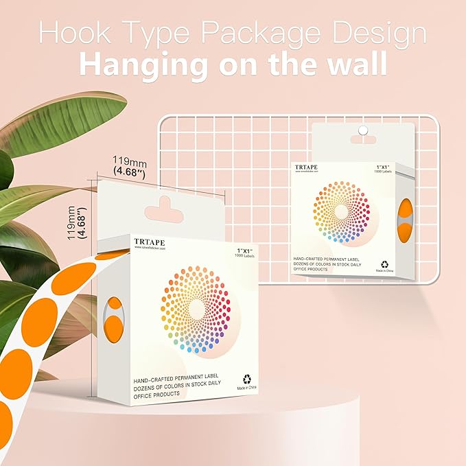 1 Inch Round Color Coding Labels, 1000 Dots Per Roll Orange Color Coded Dot - Image 3