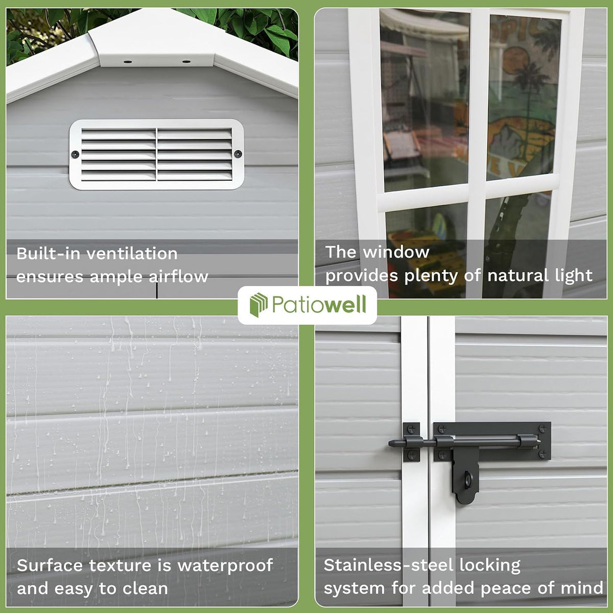 patiowell 6x4 ft resin outdoor storage shed with, side view